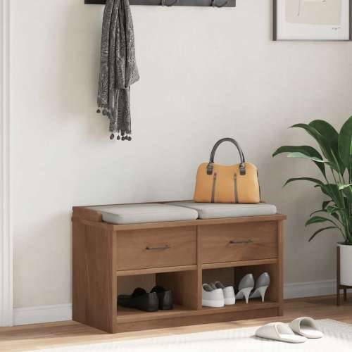 Klupa za predsoblje SANDNES 87x40x50 cm od masivne borovine - Završna obrada od oraha Cijena