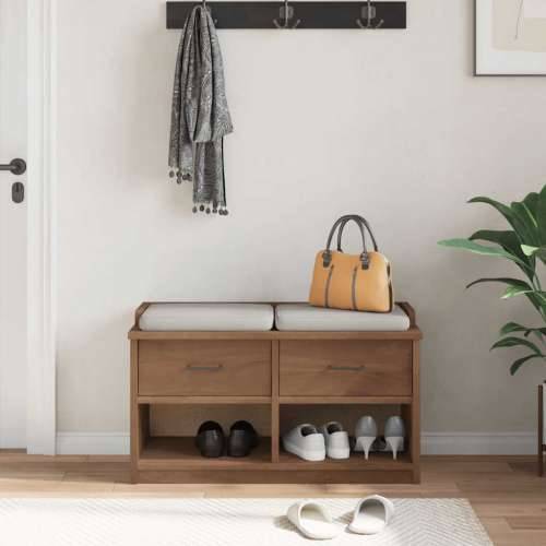 Klupa za predsoblje SANDNES 87x40x50 cm od masivne borovine - Završna obrada od oraha Cijena