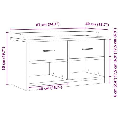 Klupa za predsoblje SANDNES 87x40x50 cm od masivne borovine - Završna obrada od oraha Cijena