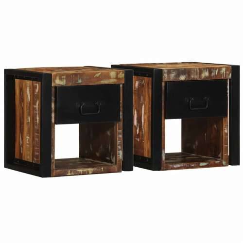 Noćni ormarići 2 kom. Višebojni 40x35x40 cm Obrađeno puno drvo - 2 masivno obnovljeno drvo Cijena