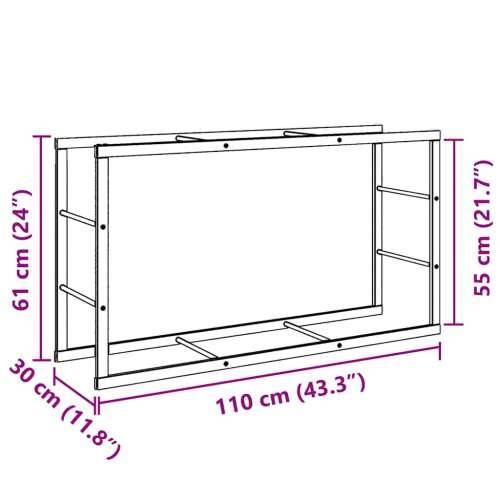 Stalak za drva crni 110x30x61 cm čelik - 110 x 30 x 61 cm Cijena
