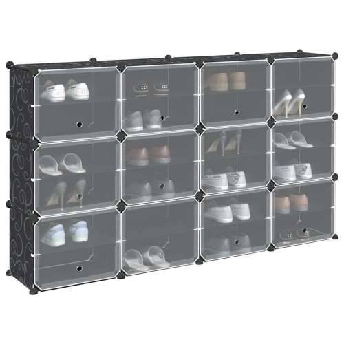 Organizator za kocke za pohranu s 12 kocki i vratima crni PP - 165.5 x 31.5 x 93.5 cm 1 Cijena