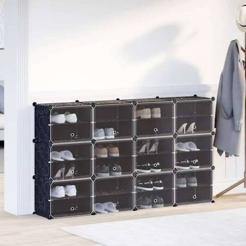 Organizator za kocke za pohranu s 12 kocki i vratima crni PP - 165.5 x 31.5 x 93.5 cm 1 Cijena