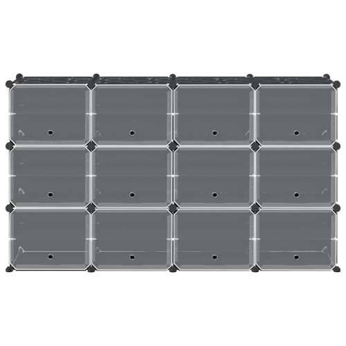 Organizator za kocke za pohranu s 12 kocki i vratima crni PP - 165.5 x 31.5 x 93.5 cm 1 Cijena