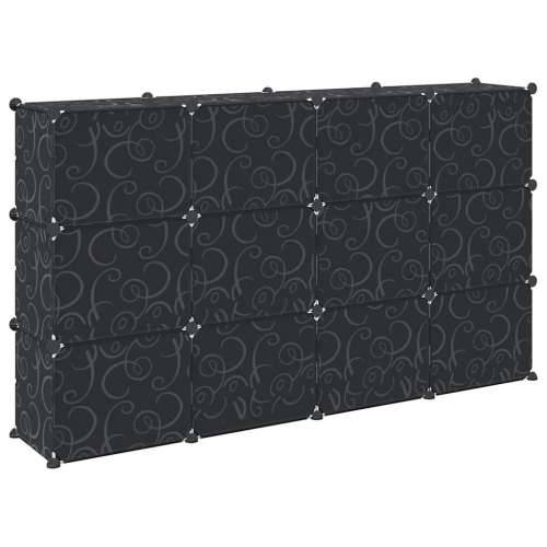 Organizator za kocke za pohranu s 12 kocki i vratima crni PP - 165.5 x 31.5 x 93.5 cm 1 Cijena