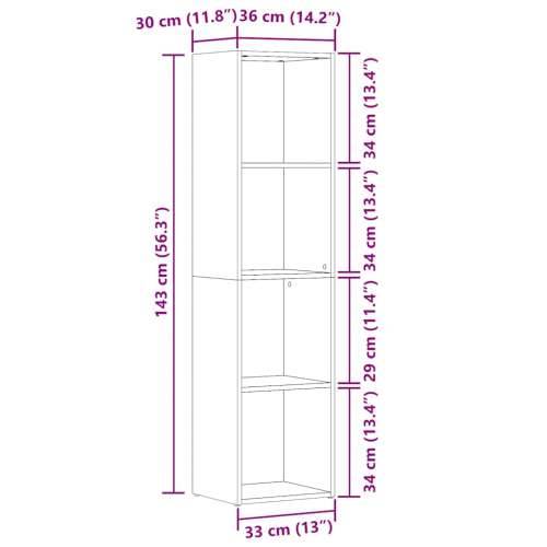 Ormar za knjige staro drvo 36x30x143 cm konstruirano drvo - Staro drvo 36 x 30 x 143 cm 1 Cijena