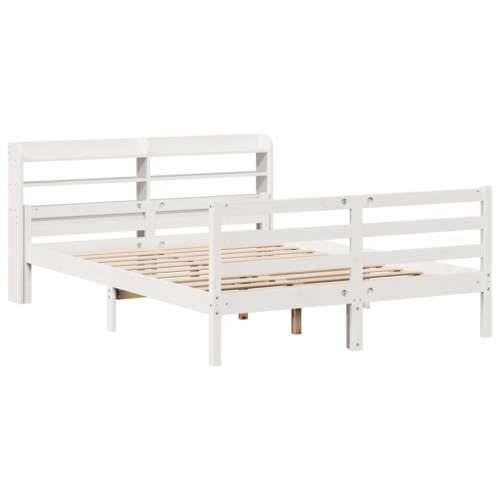 Okvir za krevet s uzglavljem bijeli 150 x 200 cm borovina - Bijela 150 x 200 cm Cijena