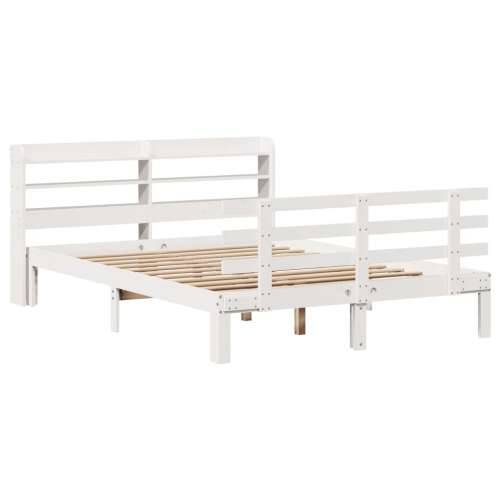 Okvir za krevet s uzglavljem bijeli 135 x 190 cm od borovine - Bijela 135 x 190 cm Cijena