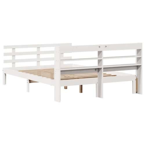 Okvir za krevet s uzglavljem bijeli 135 x 190 cm od borovine - Bijela 135 x 190 cm Cijena