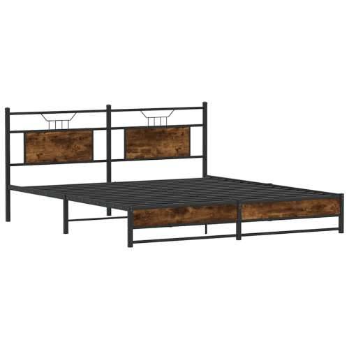Metalni okvir kreveta bez madraca boja hrasta 180x200 cm - Dimljeni hrast 180 x 200 cm s uzglavljem i dvostrukim niskim podnožje Cijena