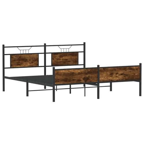 Metalni okvir kreveta bez madraca boja hrasta 180x200 cm - Dimljeni hrast 180 x 200 cm s uzglavljem i visokim podnožjem Cijena