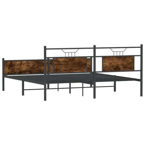 Metalni okvir kreveta bez madraca boja hrasta 180x200 cm - Dimljeni hrast 180 x 200 cm s uzglavljem i visokim podnožjem Cijena