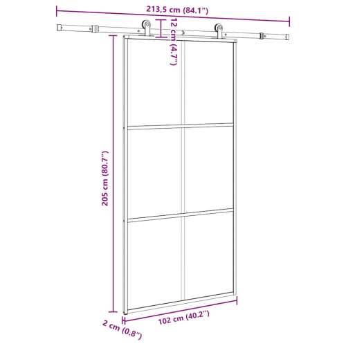 Klizna vrata s okovom 102x205 cm ESG staklo i aluminij - 102 x 205 cm (213.5 cm) 1 Rešetke 3 x 2 Cijena