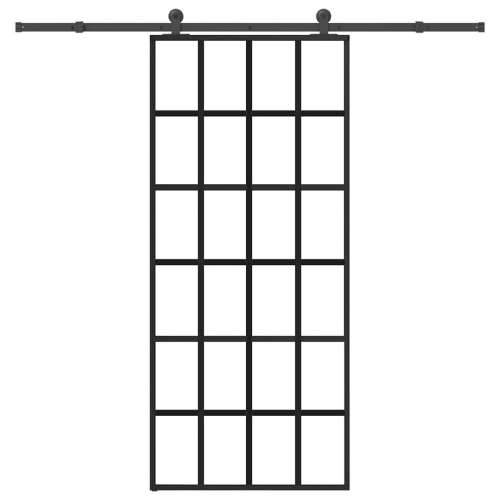 Klizna vrata s priborom 90 x 205 cm od ESG stakla i aluminija - 90 x 205 cm (213.5 cm) 1 Rešetke 6 x 4 Cijena
