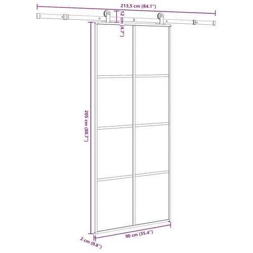Klizna vrata s priborom 90 x 205 cm od ESG stakla i aluminija - 90 x 205 cm (213.5 cm) 1 Transparentan Cijena