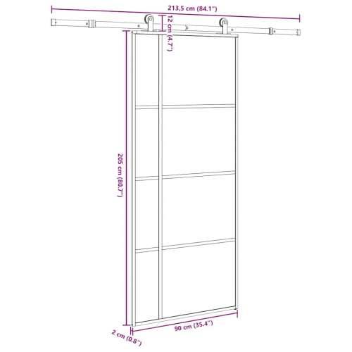 Klizna vrata s priborom 90 x 205 cm od ESG stakla i aluminija - 90 x 205 cm (213.5 cm) 1 Transparentan Cijena