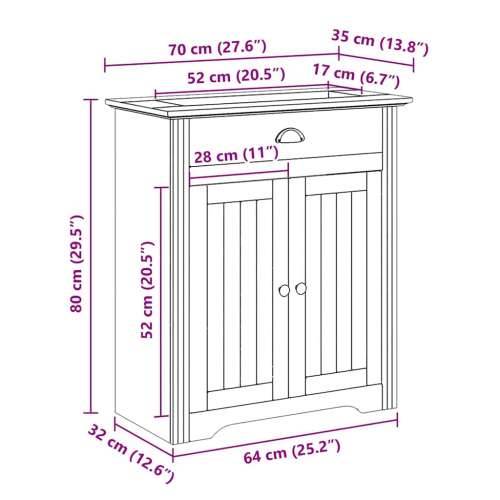Kupaonski ormarić za Lavabo - Umivaonik “BODO” sivi 70x35x80 cm - Siva 1 Cijena