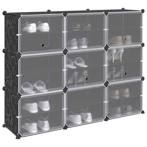 Organizator za kocke za pohranu s 9 kocki i vratima crni PP - 124.5 x 31.5 x 93 cm 1 Cijena