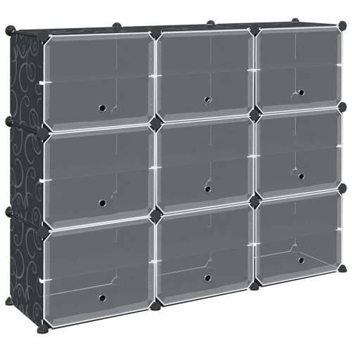 Organizator za kocke za pohranu s 9 kocki i vratima crni PP - 124.5 x 31.5 x 93 cm 1 Cijena