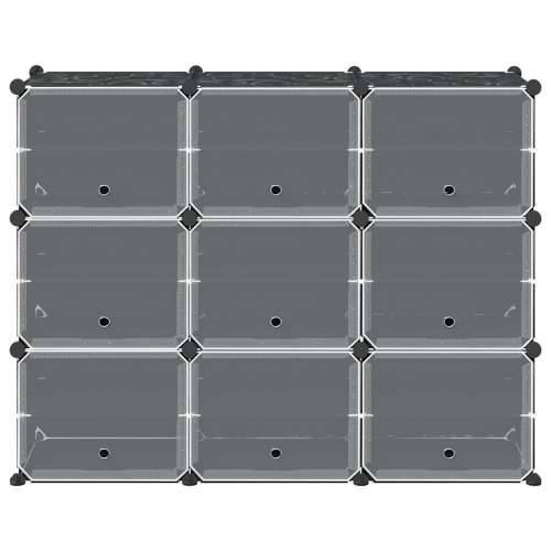 Organizator za kocke za pohranu s 9 kocki i vratima crni PP - 124.5 x 31.5 x 93 cm 1 Cijena