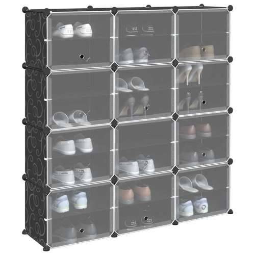 Organizator za kocke za pohranu s 12 kocki i vratima crni PP - 124.5 x 31.5 x 123.5 cm 1 Cijena