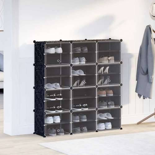 Organizator za kocke za pohranu s 12 kocki i vratima crni PP - 124.5 x 31.5 x 123.5 cm 1 Cijena