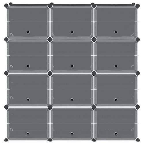 Organizator za kocke za pohranu s 12 kocki i vratima crni PP - 124.5 x 31.5 x 123.5 cm 1 Cijena