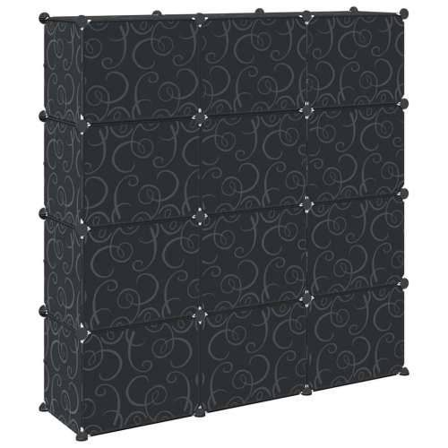 Organizator za kocke za pohranu s 12 kocki i vratima crni PP - 124.5 x 31.5 x 123.5 cm 1 Cijena