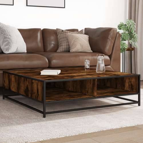 Stol za kavu dimljeni hrast konstruirano drvo i metal - smoked oak and black 100 x 100 x 30 cm 1 Cijena