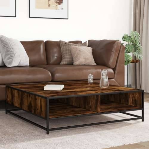 Stol za kavu dimljeni hrast konstruirano drvo i metal - smoked oak and black 100 x 100 x 30 cm 1 Cijena