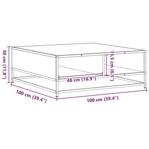 Stol za kavu dimljeni hrast konstruirano drvo i metal - smoked oak and black 100 x 100 x 30 cm 1 Cijena