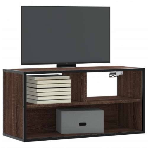 TV ormarić smeđi hrast 80x31x39,5 cm Konstruirano drvo i metal - Smeđi hrast 1 80 cm Cijena
