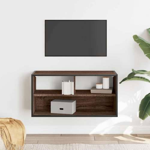 TV ormarić smeđi hrast 80x31x39,5 cm Konstruirano drvo i metal - Smeđi hrast 1 80 cm Cijena
