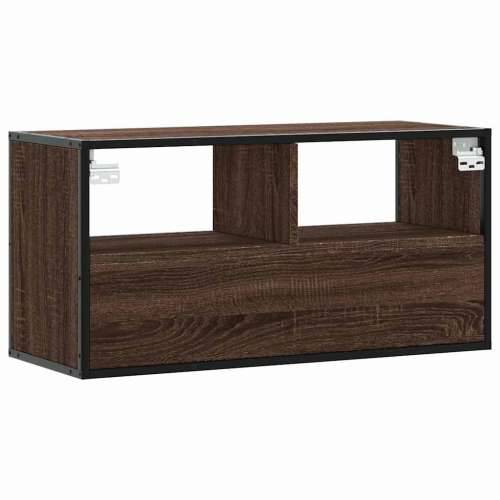 TV ormarić smeđi hrast 80x31x39,5 cm Konstruirano drvo i metal - Smeđi hrast 1 80 cm Cijena