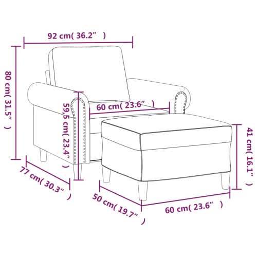 Fotelja s tabureom siva 60 cm od umjetne kože - Siva Cijena