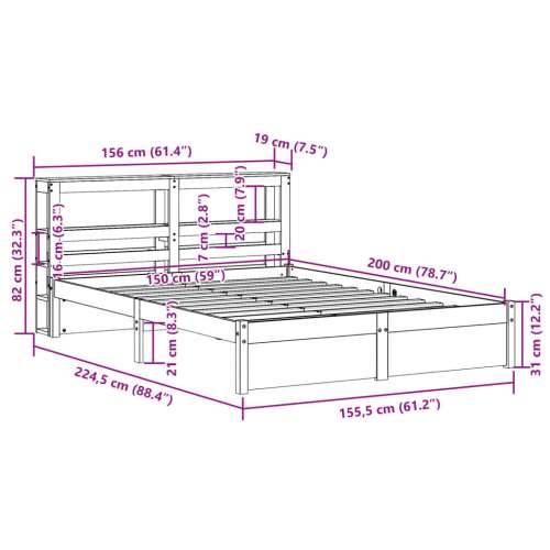 Okvir za krevet s uzglavljem bijeli 150 x 200 cm borovina - Bijela 150 x 200 cm Cijena