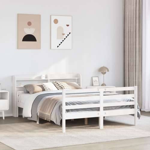 Okvir za krevet s uzglavljem bijeli 135 x 190 cm od borovine - Bijela 135 x 190 cm Cijena