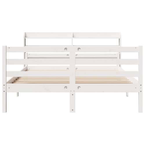 Okvir za krevet s uzglavljem bijeli 135 x 190 cm od borovine - Bijela 135 x 190 cm Cijena