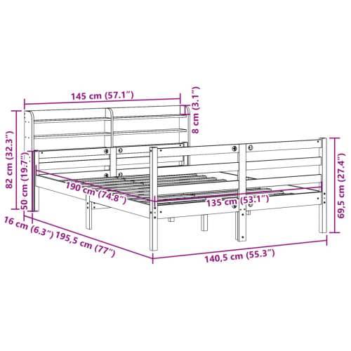Okvir za krevet s uzglavljem bijeli 135 x 190 cm od borovine - Bijela 135 x 190 cm Cijena