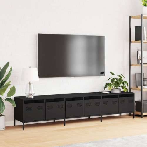 TV ormarić crni 202x39x43,5 cm hladno valjani čelik - Crna 1 202 cm Cijena