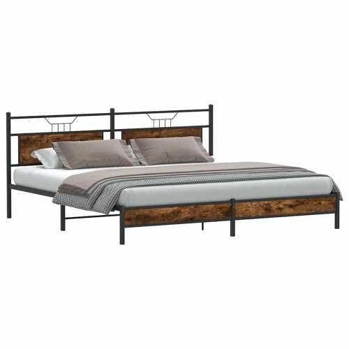 Metalni okvir kreveta bez madraca boja hrasta 193x203 cm - Dimljeni hrast 193 x 203 cm s uzglavljem i niskim podnožjem Cijena