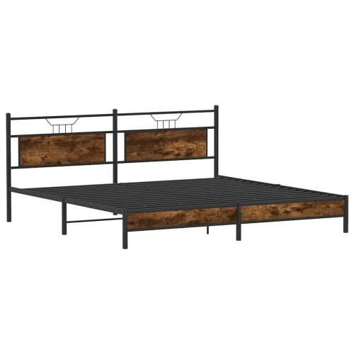 Metalni okvir kreveta bez madraca boja hrasta 193x203 cm - Dimljeni hrast 193 x 203 cm s uzglavljem i niskim podnožjem Cijena