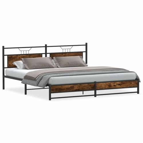 Metalni okvir kreveta bez madraca boja hrasta 193x203 cm - Dimljeni hrast 193 x 203 cm s uzglavljem i dvostrukim niskim podnožje Cijena