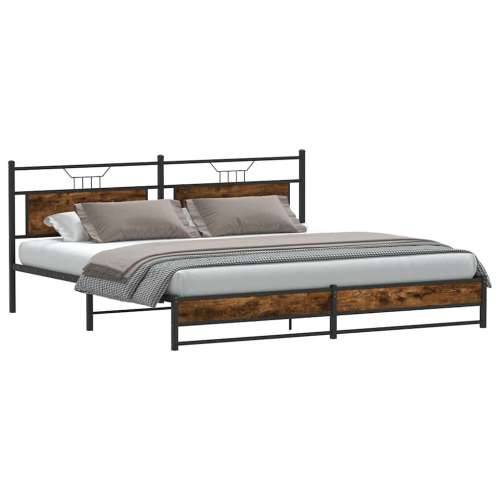 Metalni okvir kreveta bez madraca boja hrasta 193x203 cm - Dimljeni hrast 193 x 203 cm s uzglavljem i dvostrukim niskim podnožje Cijena