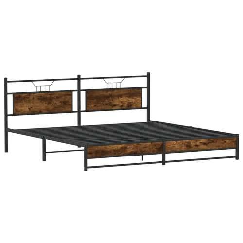 Metalni okvir kreveta bez madraca boja hrasta 193x203 cm - Dimljeni hrast 193 x 203 cm s uzglavljem i dvostrukim niskim podnožje Cijena
