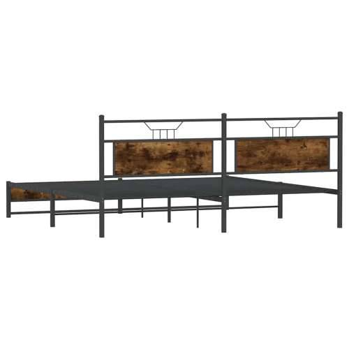 Metalni okvir kreveta bez madraca boja hrasta 193x203 cm - Dimljeni hrast 193 x 203 cm s uzglavljem i dvostrukim niskim podnožje Cijena
