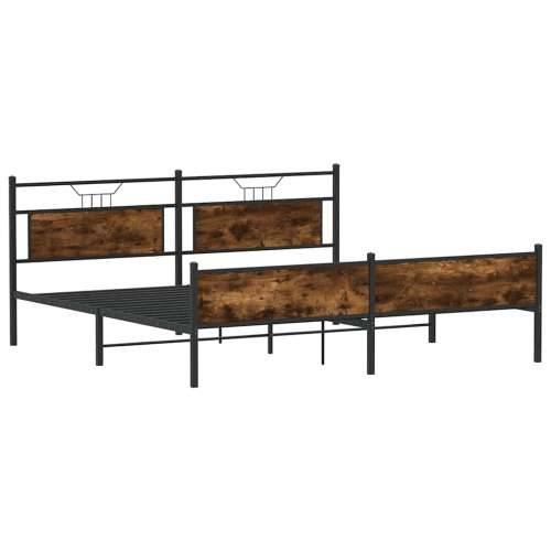 Metalni okvir kreveta bez madraca boja hrasta 160x200 cm - Dimljeni hrast 160 x 200 cm s uzglavljem i visokim podnožjem Cijena