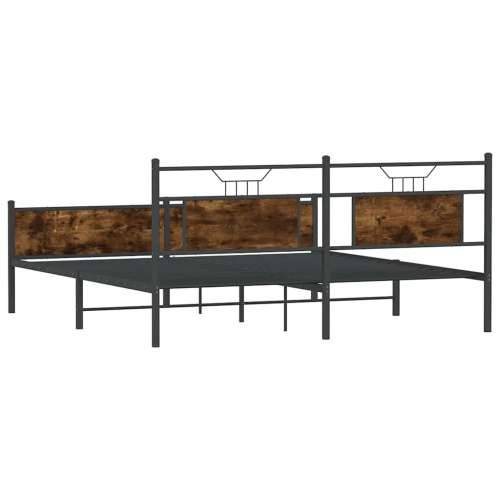 Metalni okvir kreveta bez madraca boja hrasta 160x200 cm - Dimljeni hrast 160 x 200 cm s uzglavljem i visokim podnožjem Cijena