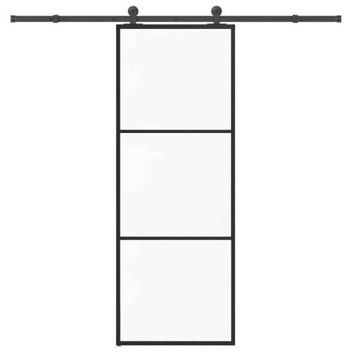 Klizna vrata s priborom 76 x 205 cm od ESG stakla i aluminija - 76 x 205 cm (213.5 cm) 1 2 vodoravne šipke Cijena