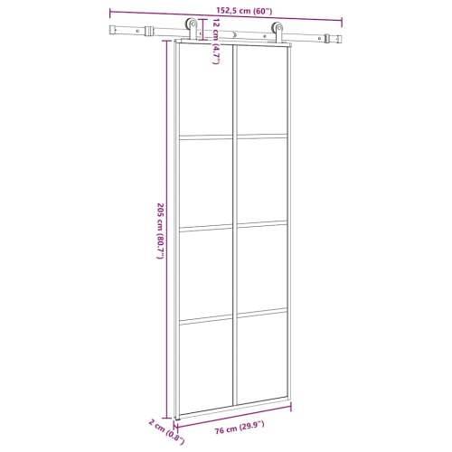 Klizna vrata s priborom 76 x 205 cm od ESG stakla i aluminija - 76 x 205 cm (152.5 cm) 1 matt Cijena